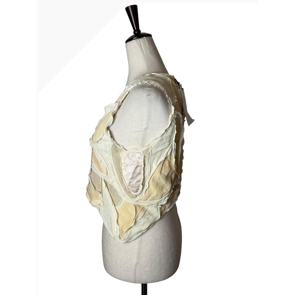 Zara Patchwork Waist Coat Vest Women XS Beige NWT Limited Edition Collection - Picture 7 of 9